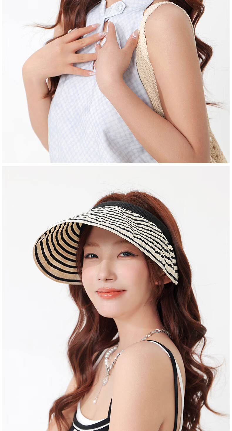 Romon Women's Sunscreen Hat UV Protection Foldable Sunshade Hat Wide Brim Open Top Headband Style Sun Hat 10