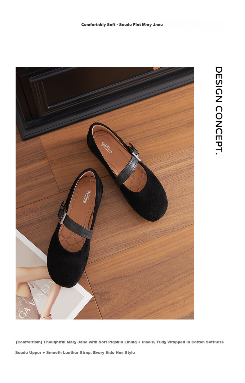 Goldlion Women's Vintage Round Toe Single Strap Flat Mary Jane Shoes Grandma Shoes G656540173 Black Size 35 2