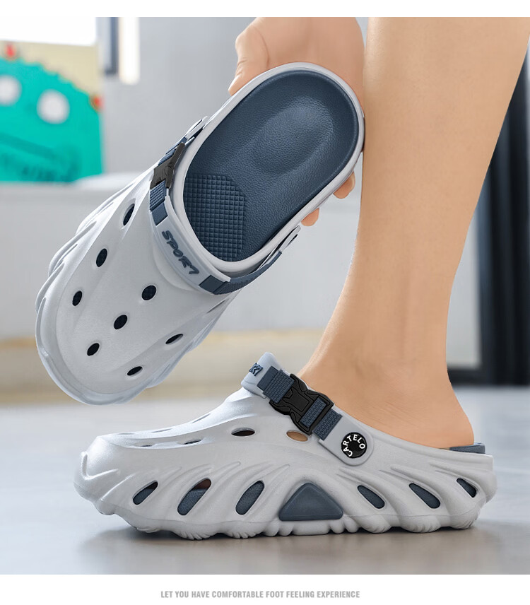 CARTELO Men's Summer Sandals Dual-Use Breathable Beach Clogs Soft Sole Cushioned Closed-Toe Slippers 12