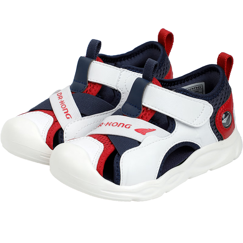 DR·KONG Toddler Summer Walking Shoes Unisex Kids Comfortable Casual Sandals 2S14A2007AM White/Blue/Red Size 23