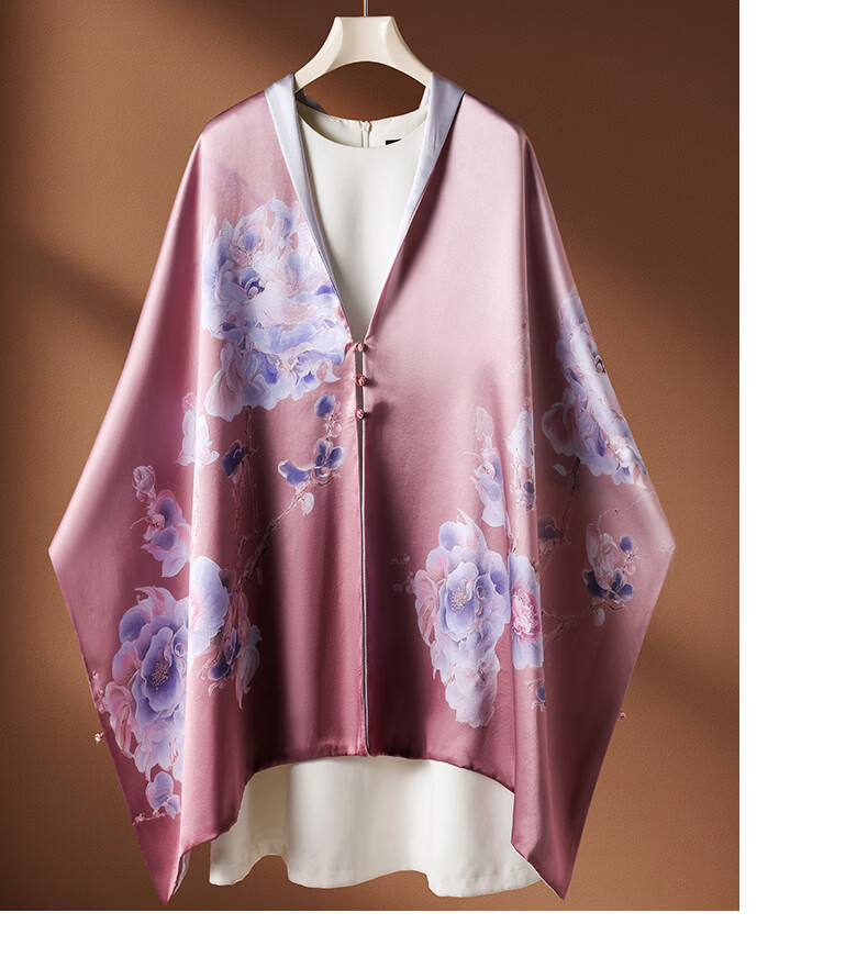 Hangsilu Silk Scarf for Women, Double-Layer Large Size Shawl with Clasp, Birthday Gift, Holiday Present for Mom And Elders 11