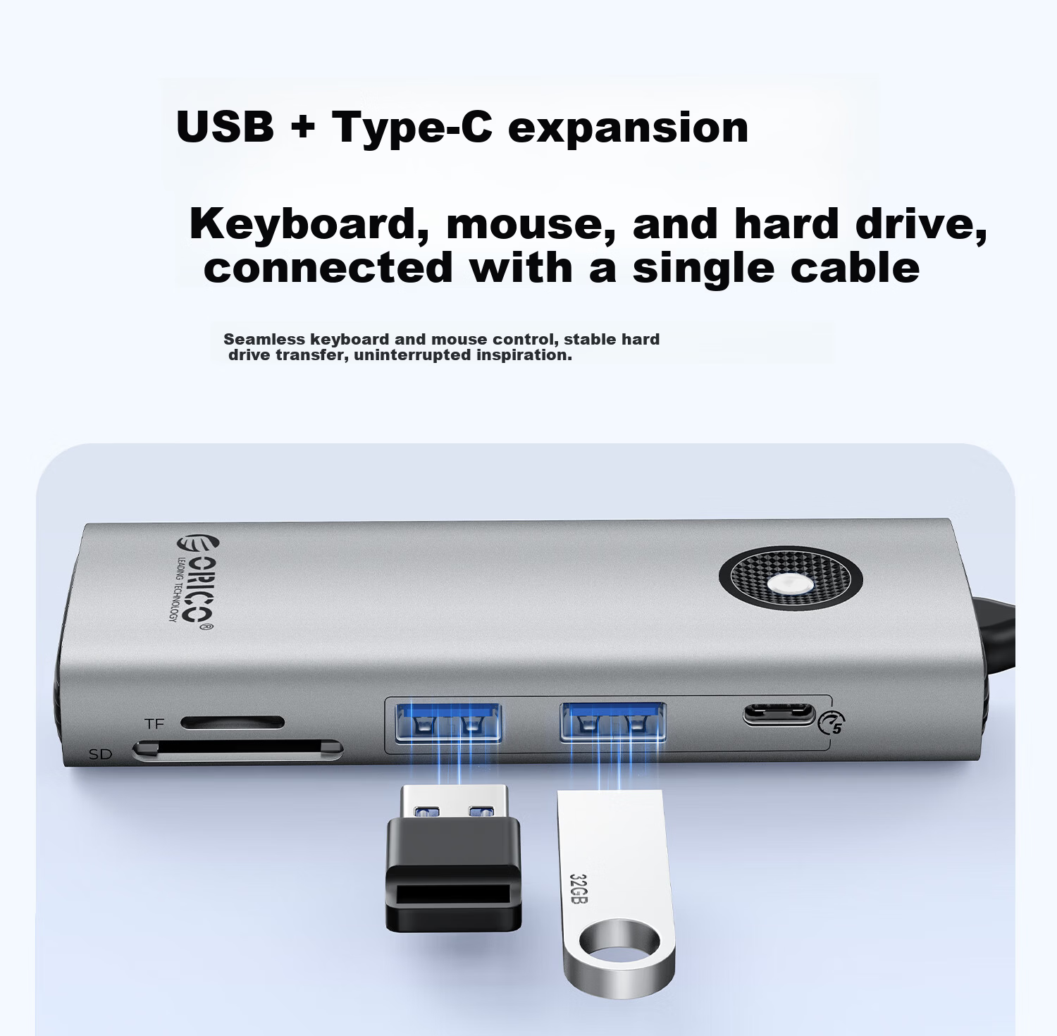 ORICO Docking Station Type-C to Dual HDMI Triple Display Adapter 4K USB Hub Compatible with Mac Huawei Laptop PW11-8PH 15
