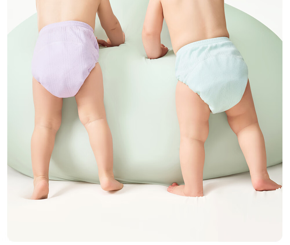 Betis Baby Diaper Gauze Potty Training Pants Washable Urine-Resistant Baby Diaper Pants Size 110, 2-Pack, Pink and Purple 1