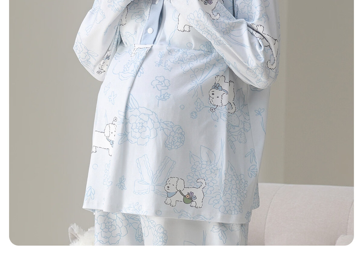 JOYNCLEON Padded Maternity Nursing Pajamas Pure Cotton Sweat-Absorbing Postpartum Summer Thin Breastfeeding Sleepwear Pregnant Women Homewear L Jyz212816 20