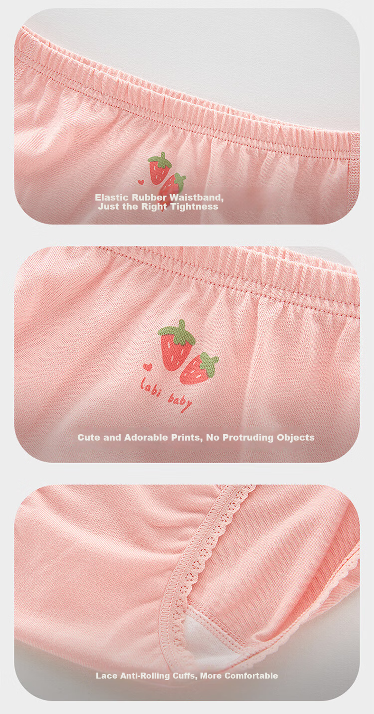 Labi Baby Kids Cotton Girls' Briefs Triangle Underwear Mid-Large Children Basic Shorts 3-Pack Uniform Color Size 150 8