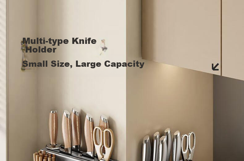 Jibaiju Kitchen Wall-Mounted Storage Rack No-Drill Integrated Chopsticks Holder Knife Spoon Multifunctional Organizer 1