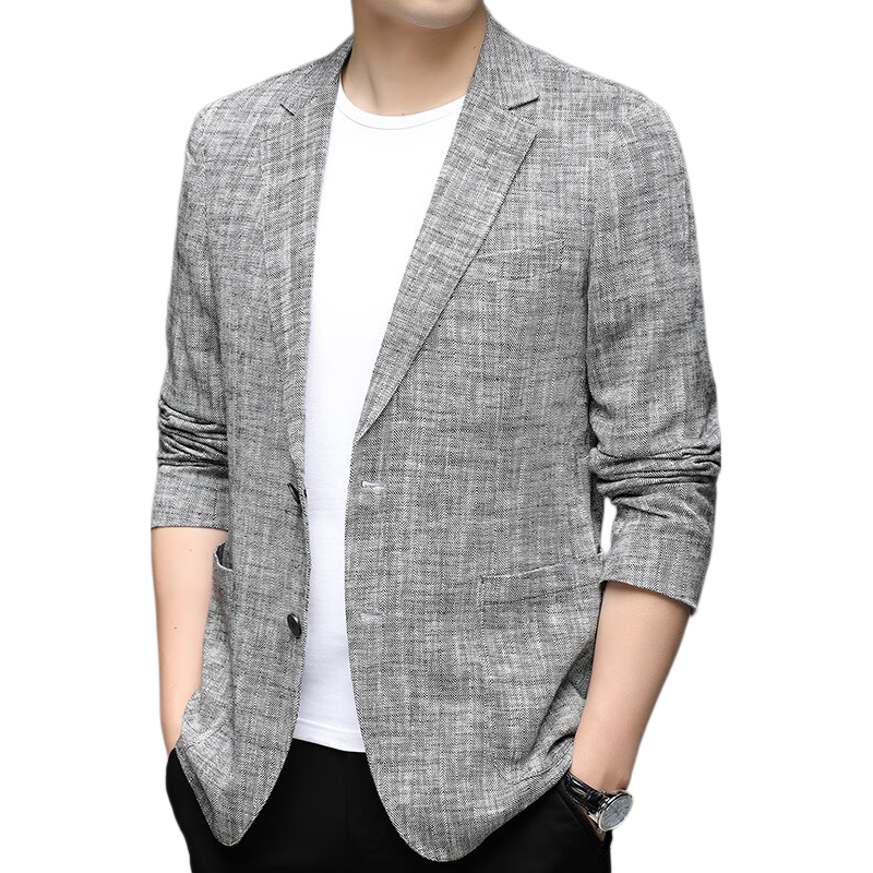 Pierre Cardin Men's Casual Solid Color Linen Blend Blazer Spring Autumn Business Jacket
