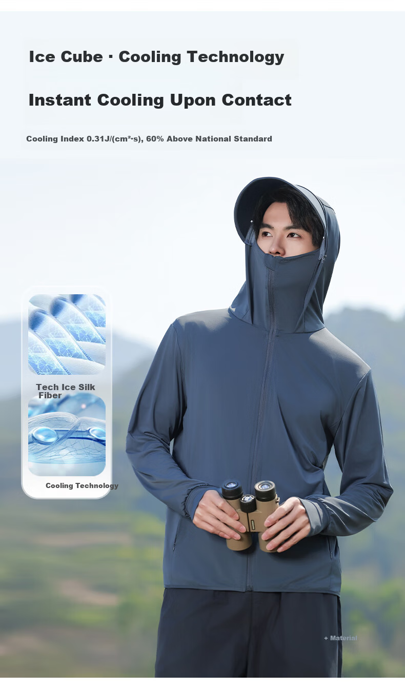 Combo Men's Ice Silk Summer UV Protection Ultra-Thin Breathable Cycling Outdoor Sun Protection Jacket Women's Fishing Coat 19