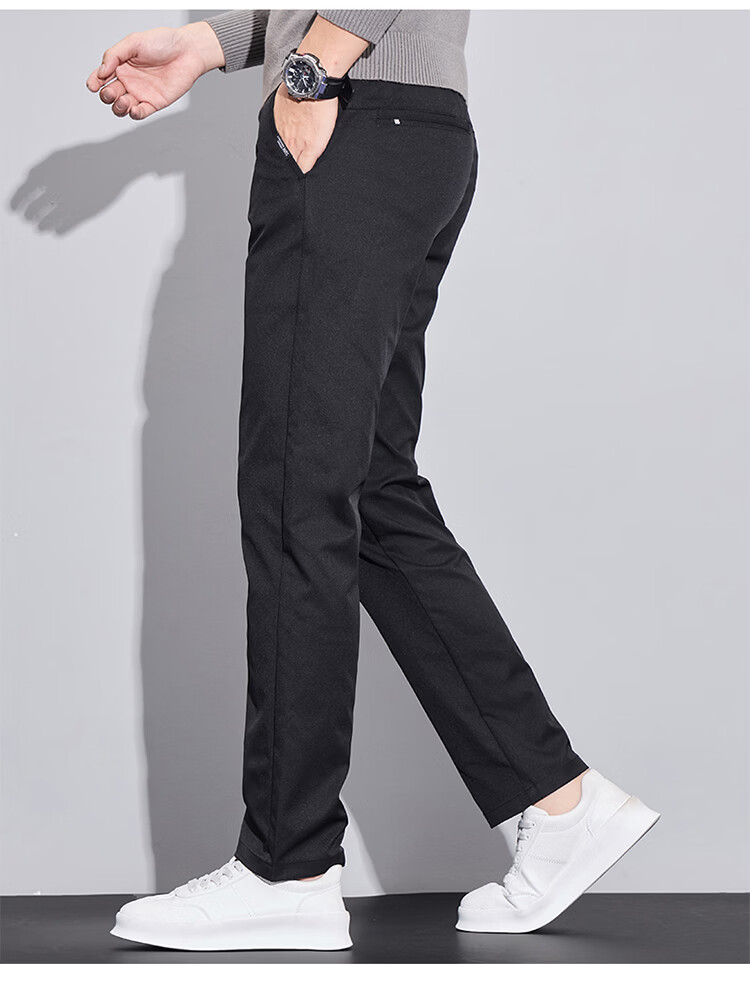 RED DRAGONFLY Men's Casual Business Commuter Loose Straight-Leg Trendy Thick Plus Size Black Pants 34 7