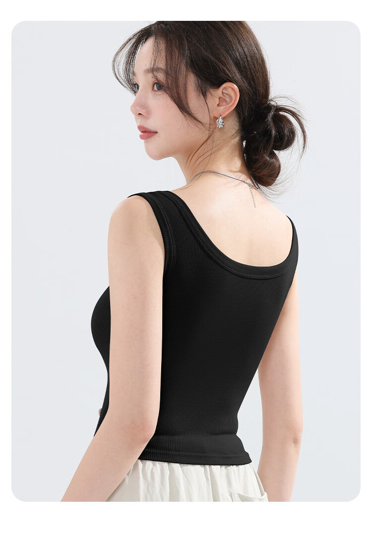 Langsha Summer Thin Strap Vest Slim Fit Sleeveless Sports Tank Top Outerwear Light Gray 12