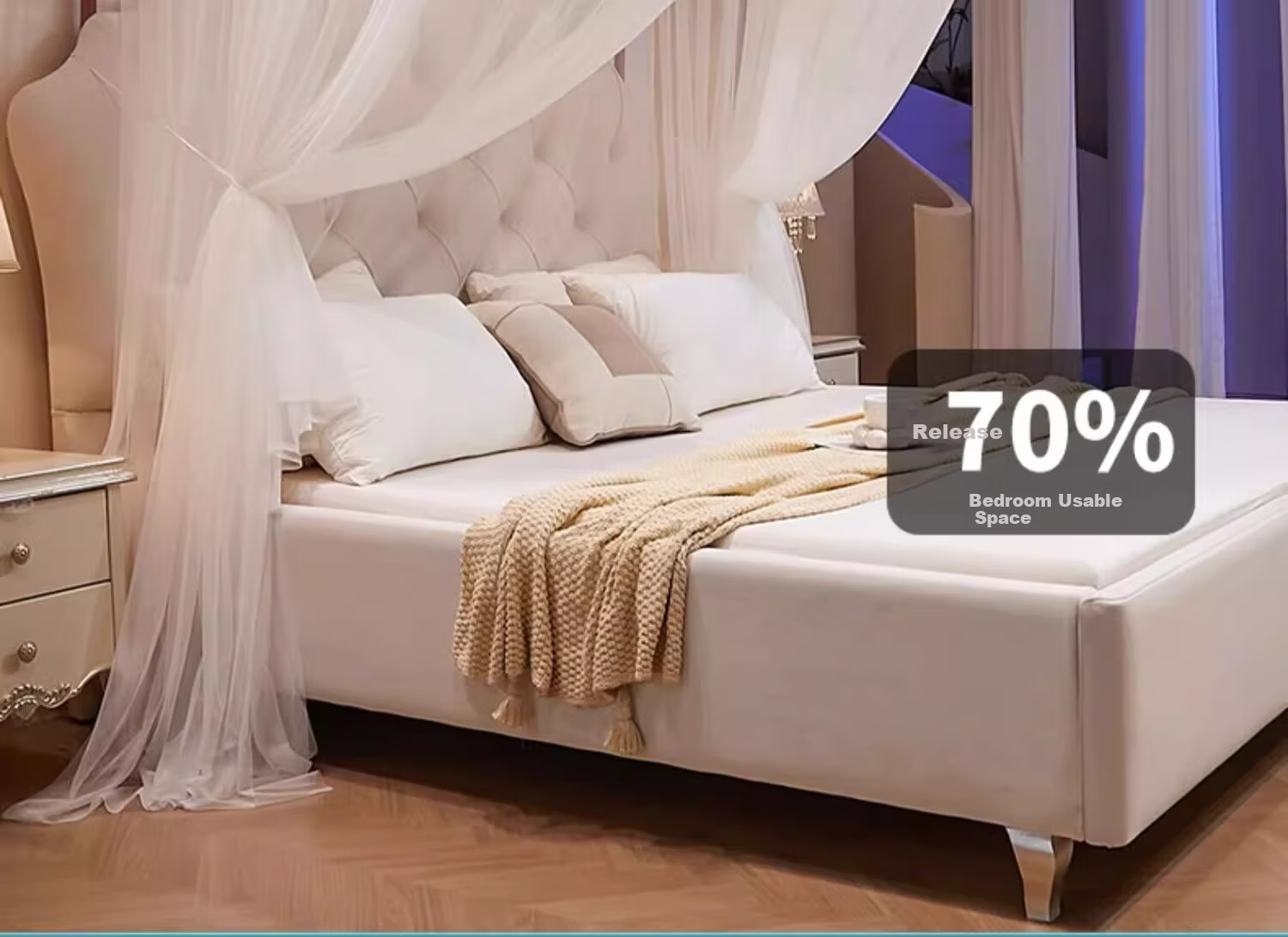 MUJI Home U-Shaped Large Space Rail Mosquito Net Three-Door 1.8x2m Bed Fuyao Jade [Encrypted Mesh] 3