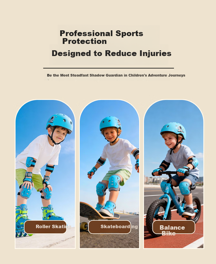 Tongbu Kids Roller Skating Protective Gear Set Skateboard Balance Bike Cycling Outdoor Sports Helmet and Pads 7-Piece Set Blue 6