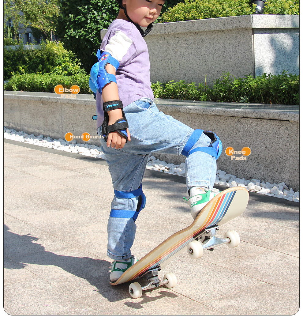 Haide Kids Roller Skating Protective Gear Helmet Knee Pads Elbow Pads Wrist Guards Bicycle Skateboard Balance Bike Protective Set Blue M 3