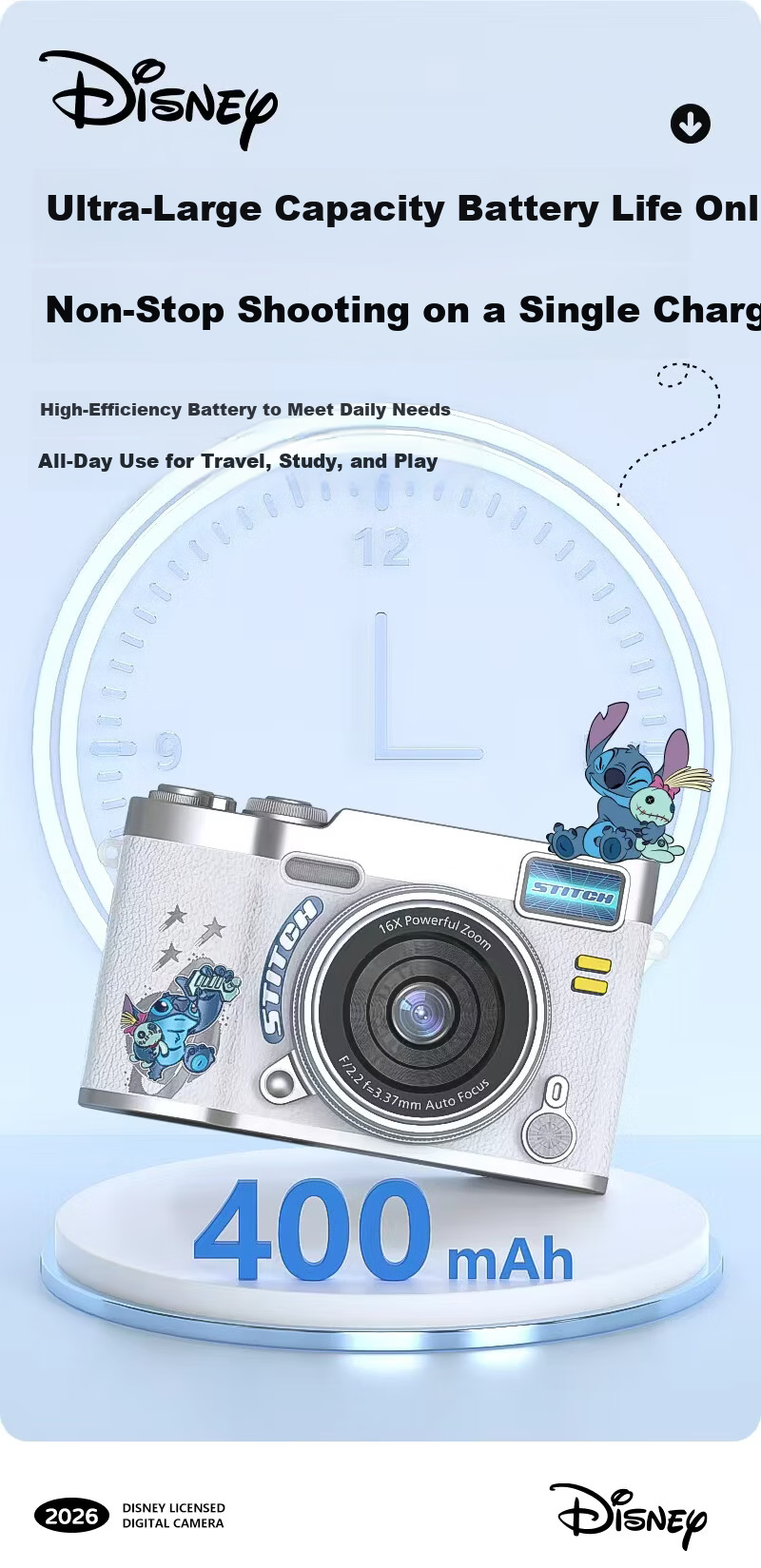 Disney Zootopia Kids Camera CCD Alternative Student Flip Screen Portable Entry-Level Camera for Photography Travel Boys Girls Birthday Lantern Festival School Gift X2 Judy 13