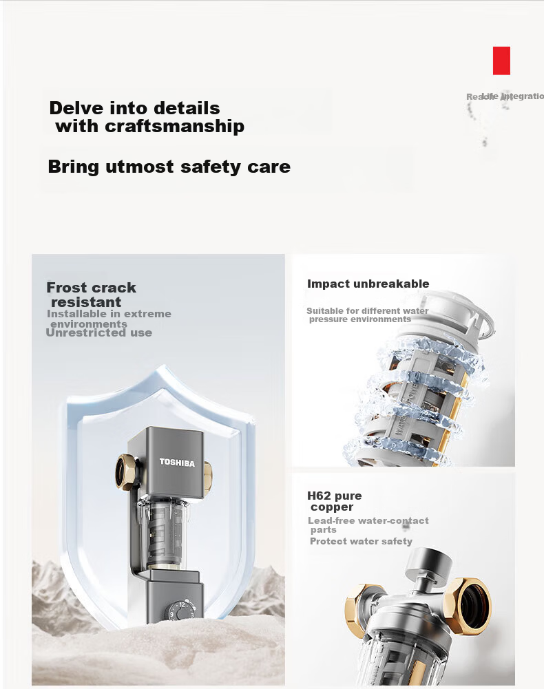 TOSHIBA Pre-filter 40 Micron Dual Mesh Filter Dual Turbine Backwash Real-time Pressure Monitoring 9T High Flow Whole House Self-cleaning Water Purifier TQ40-01 13