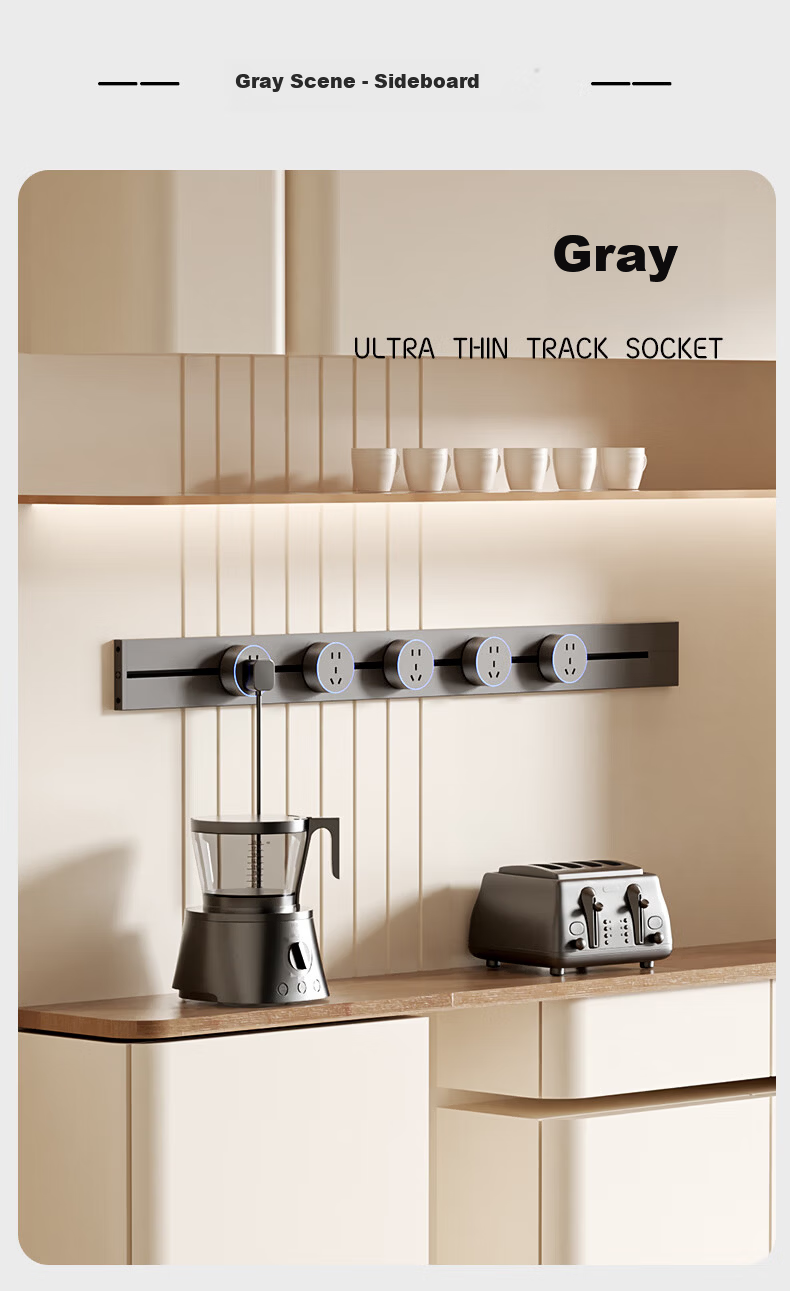 Aodoran Track Socket Surface Mounted Track No Drilling Movable Wall Track Socket 500mm+4 Five-Hole G4 Series Gray 7