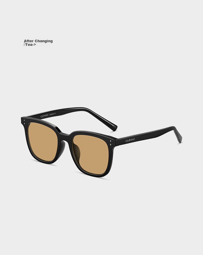 CAPONI Smart Color-Changing Blue Light Blocking Anti-Radiation Glasses Unisex GM Black Frame Anti-Blue Light Non-Prescription Large Face Trendy Eyewear 5