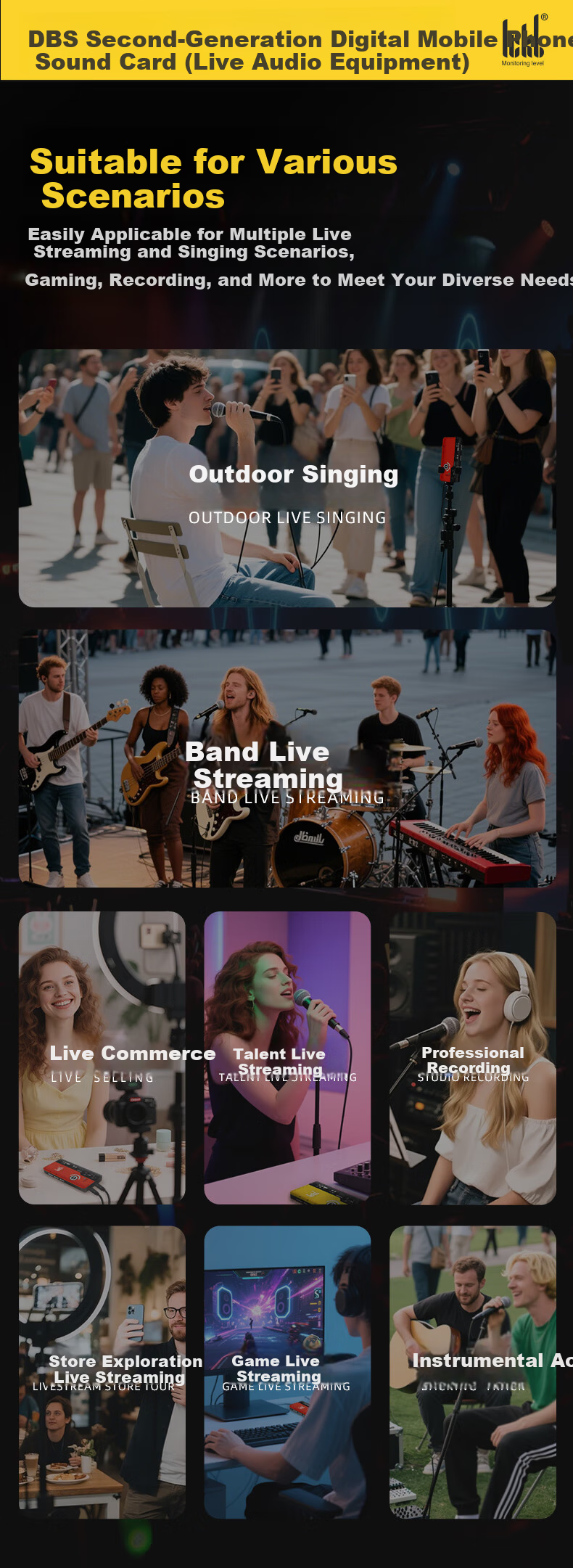 Ickb DBS Sound Card 2nd Generation Kit Mobile Live Streaming Computer Douyin Kuaishou Universal Host Singing KTV Recording Live Streaming Equipment Complete Set Red Condenser Microphone 15