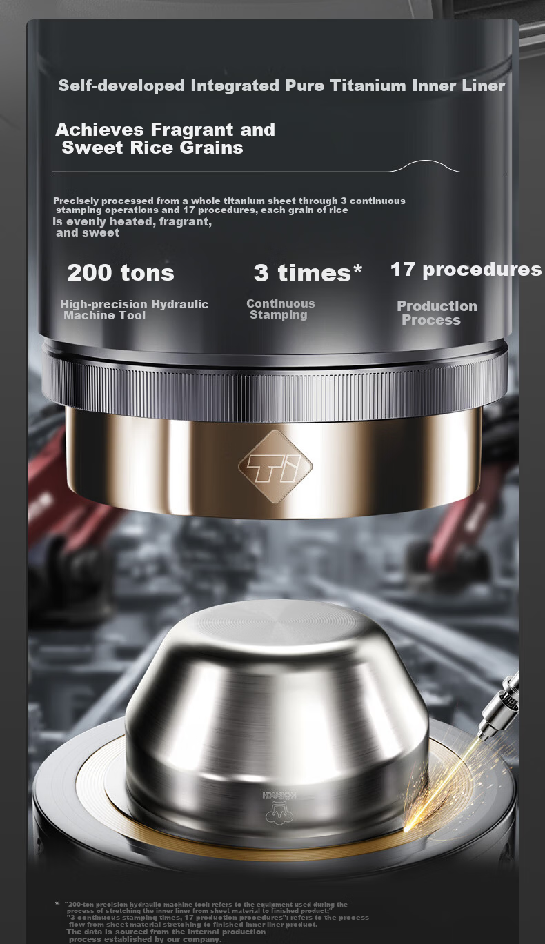 Kambach Pure Titanium Inner Pot Small Square Rice Cooker Smart Electric Rice Cooker 0 Fluorine Coating Multifunctional Large Capacity Inner Pot Baby-Safe Non-Stick Pura 4L JD Exclusive 8