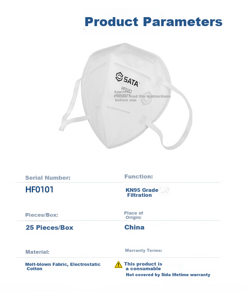 SATA HF0101 Foldable Dustproof Industrial Over-Ear Disposable KN95 Protective Mask 25pcs/Box 2