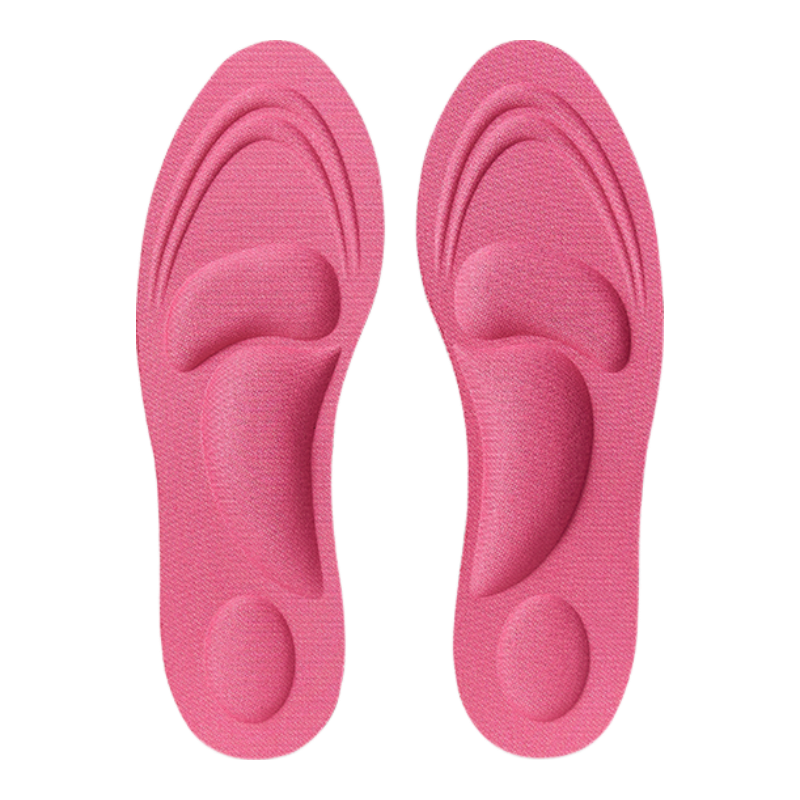 Eleft 4D Massage Women's Sports Insoles Arch Support Shock Absorption Soft Cushioned Anti-Fatigue Odor-Resistant Leather Insoles Rose Red