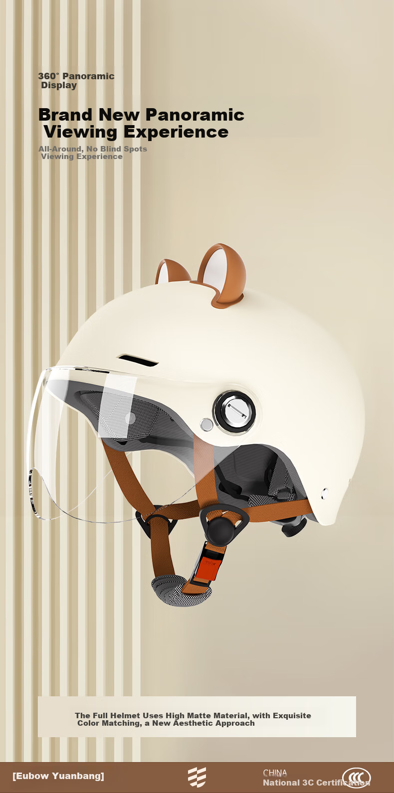 Yuanbang Helmet Electric Vehicle 3C Certified New National Standard Class A Electric Motorcycle Half Helmet Unisex Summer Breathable Safety Helmet Four Seasons Universal Off-White with Dual Lenses 2