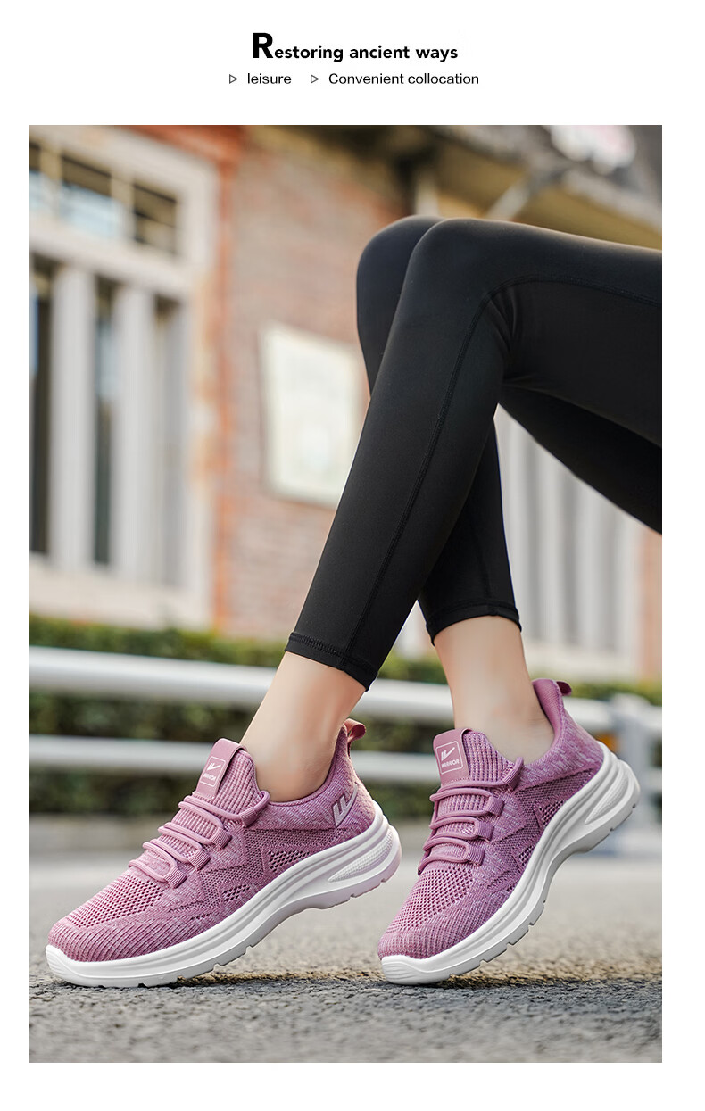 Warrior Women's Summer New Walking Shoes Soft Sole Breathable Mesh Casual Sports Shoes 1979 Purple Size 40 15