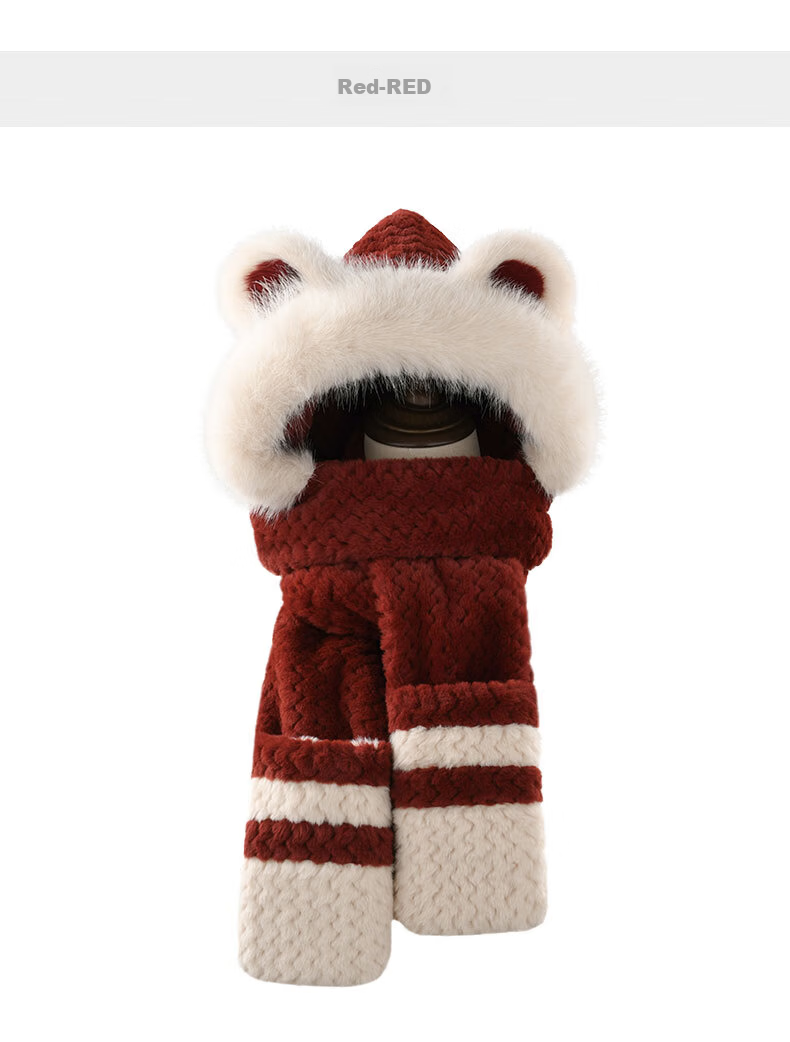 Spapani New Year Red Hat and Scarf Set for Girls and Boys Autumn Winter Baby Ear Protection Cute Warm Hat 11