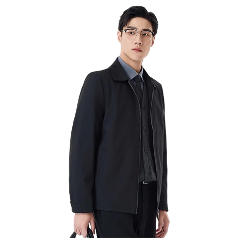 Woodpecker [Wear-Resistant and Water-Repellent] Men's Summer Jacket, Middle-Aged Dad Style, Casual Lapel Jacket, Black XL