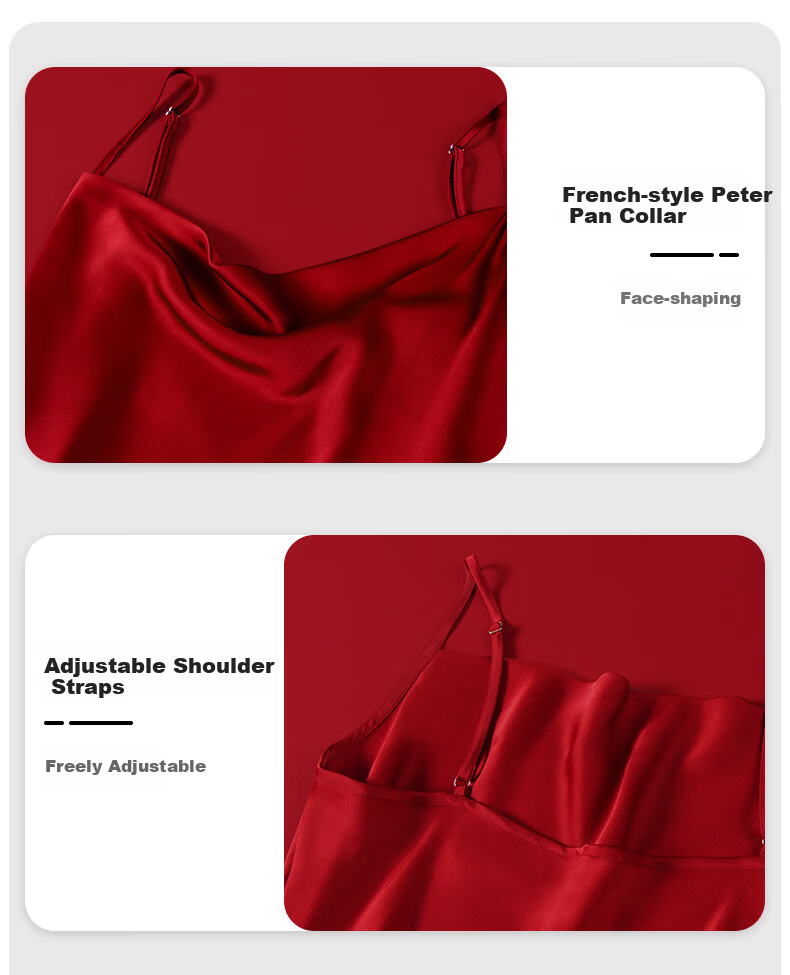 Mrs. Josha French Style Red V-Neck Wedding Nightgown Women's Summer Sexy Pure Desire Camisole Sleepwear Ice Silk Robe Birthday Gift for Girlfriend 11