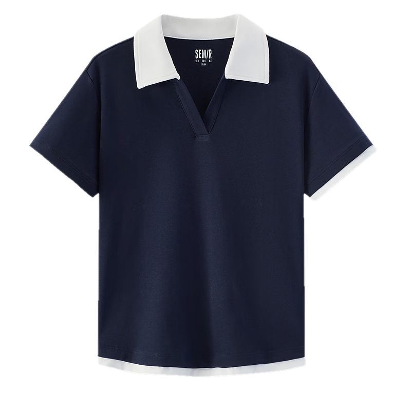 Semir Mall Same Style | Women's Summer Polo Shirt Fake Two-Piece Slim Fit 2026 Petite Pullover 101326115001
