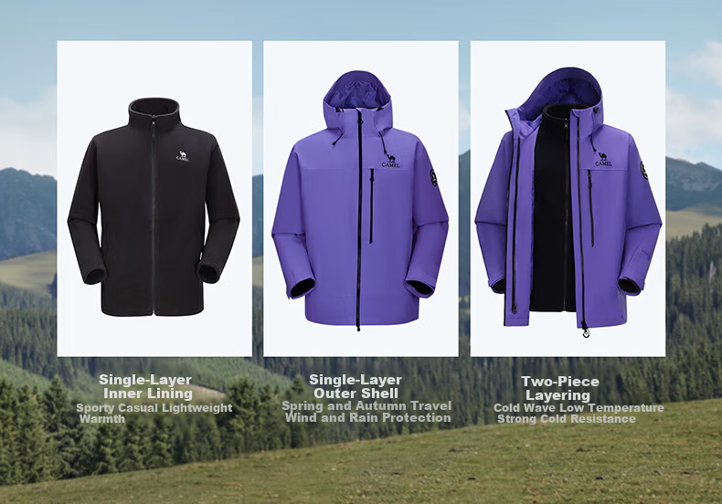 CAMEL King Armor 3-in-1 Jacket Unisex 735CA3L1008 Ice Chrysanthemum Blue M 9