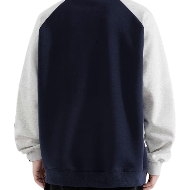 MMOPTOP American-Style Half-Zip Sweatshirt for Men, Spring And Autumn Season, Contrasting Color Raglan Sleeve, Loose Casual Top, 8905 Navy Blue L