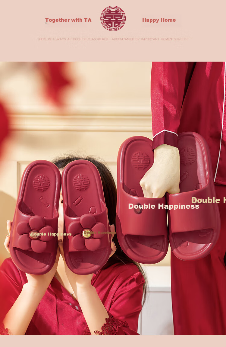 YUZHAOLIN Wedding Slippers Festive Red Luxury Bridal Couple Wedding Slippers YG518 Women Size 38-39 8