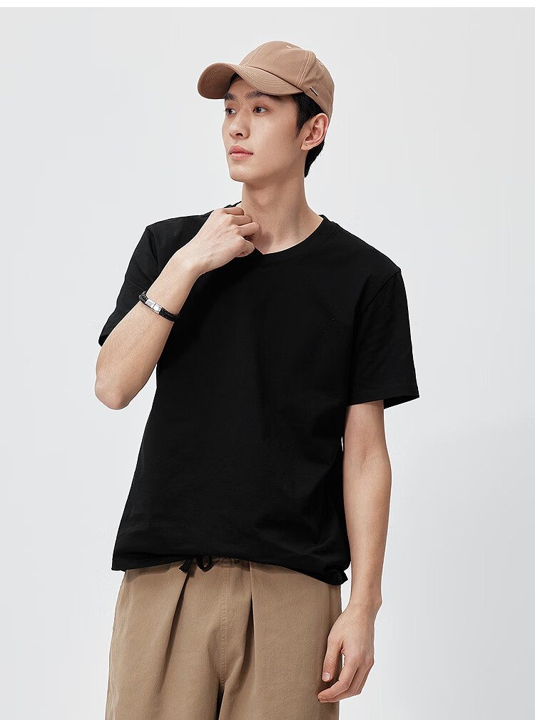 Semir 【3A Antibacterial】Men's Short Sleeve T-Shirt 26 Summer Basic Solid Color V-Neck Casual Tee 109326100101 19