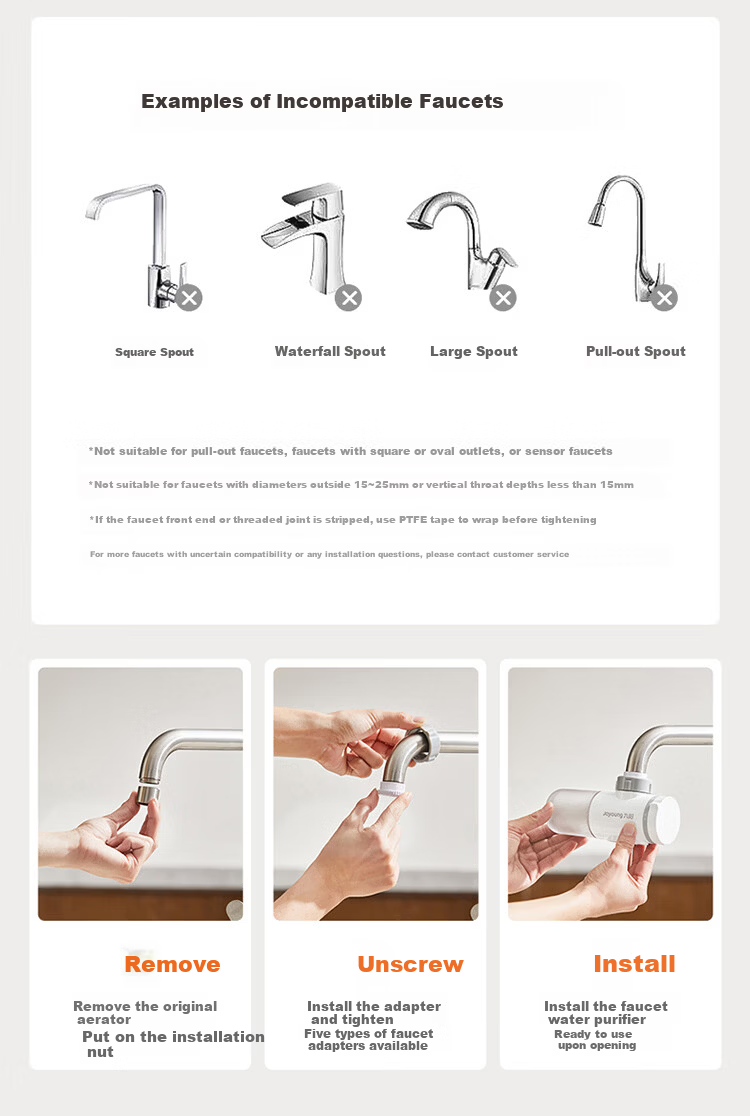 Joyoung Kitchen Faucet Water Purifier Pre-Filter Dual Outlet Washable Visible Filter Core JYW-RT1815 Single Core Pack 25