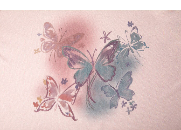 Demana Butterfly Gradient Summer Lazy Hazy Matte Texture Printed Loose Slimming Conceal T-Shirt for Women Premium Feel 6
