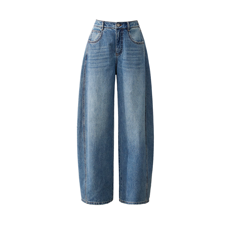 ESE-Y Curved Blade Women's Jeans 2026 Spring New Wide-Leg Straight Pants Dark Blue 29