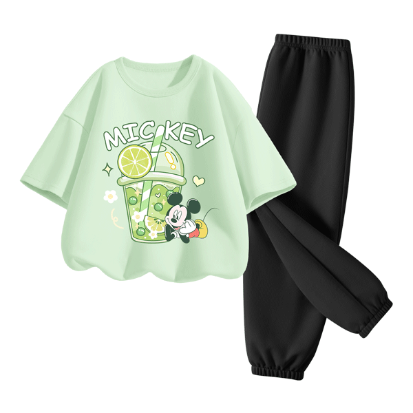 Disney Kids Sportswear 2026 Summer New Comfortable Cotton Girls Short Sleeve T-Shirt Loose Boys Summer Outfit