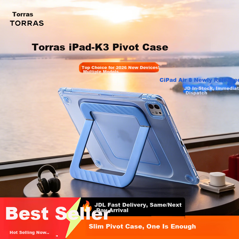 Torras Ultra-Thin iPad Stand Case for iPad Pro 2025/2024, 11-inch iPad Pro Protective Cover with M5/M4 Chip, Pencil Slot, Stand, Blue