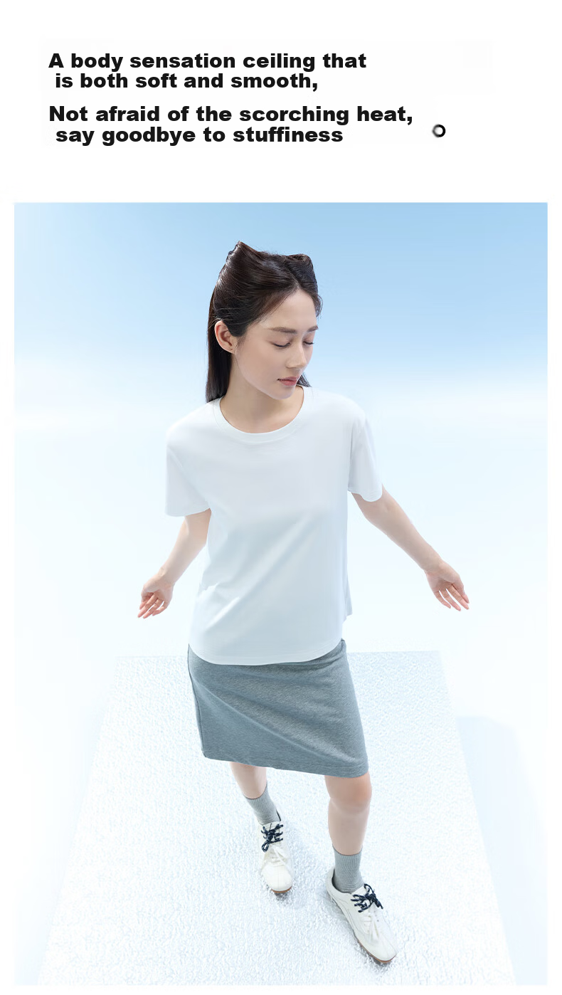 MiiOW New Water Shine T-Shirt Women's Liquid Ammonia 100% Cotton Crew Neck Casual Sports Base Shirt 1