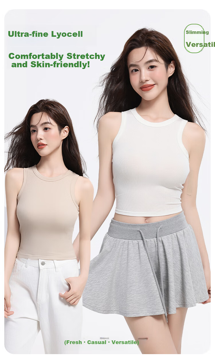 MiiOW Tencel Lyocell Women's Camisole Tank Top Summer Cooling Ice Silk Slim Fit Outerwear Base Layer Khaki XL 2