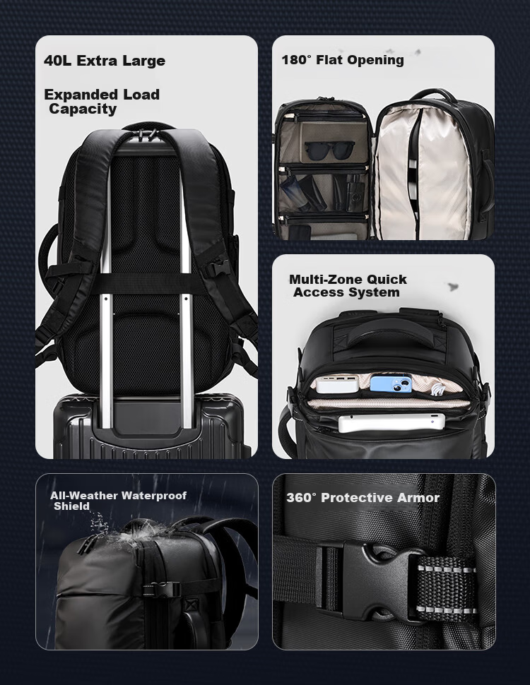 JD Jingzao Black Warrior AVANT PRO Multifunctional Sports Backpack TPU Travel Large Capacity Business Laptop Bag 6
