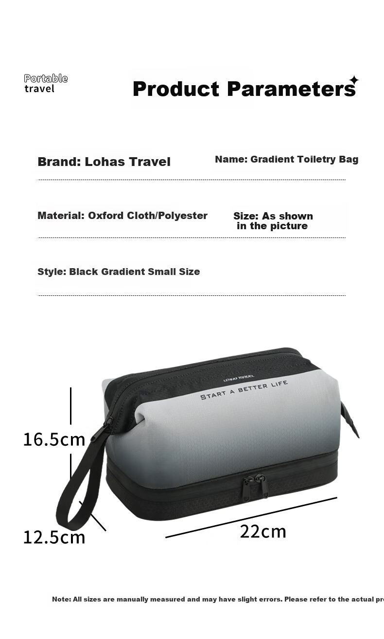 LOHAS Travel Men's High-End Travel Toiletry Bag Essential Business Trip Waterproof Shower Pouch Makeup Storage Bag with Wet and Dry Separation 1