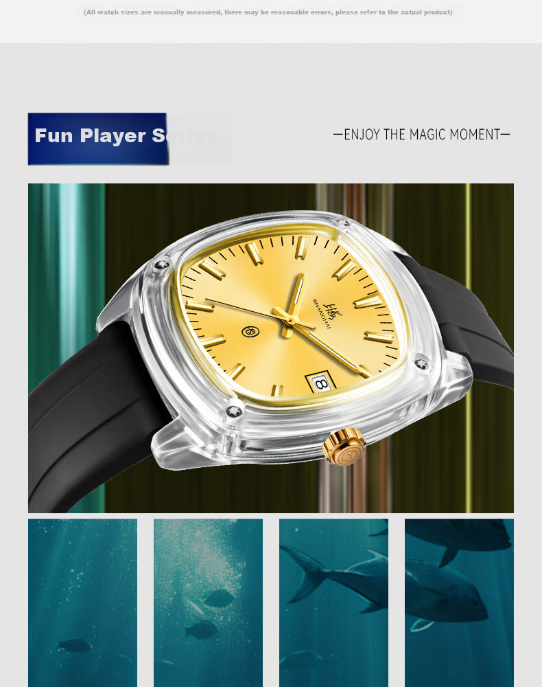 SHANGHAI Watch Gift National Series Dopamine Quartz Mechanical Style Silent Exam Wristwatch SH015 Yellow Dial 11