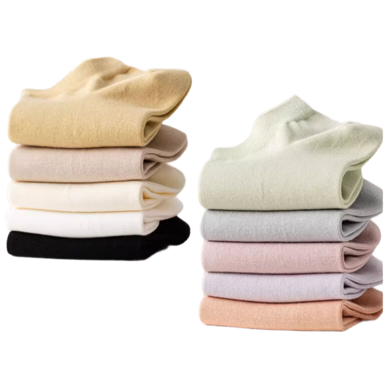 Mianmanman Women's Short Socks Xinjiang Cotton 10A Antibacterial Odor-Resistant No-Slip Low-Cut Socks Non-Slip Heel Short Tube Socks Spring Summer 10 Pairs