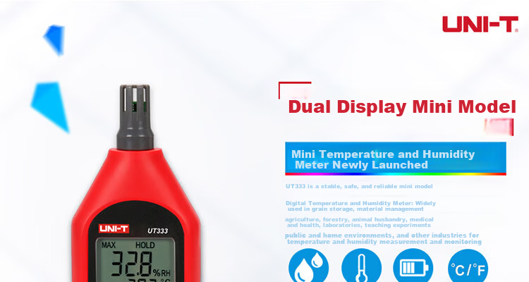 UNI-T UT333 Mini Digital Temperature and Humidity Meter Handheld Large Screen with Backlight Industrial Grade Digital Thermometer 1