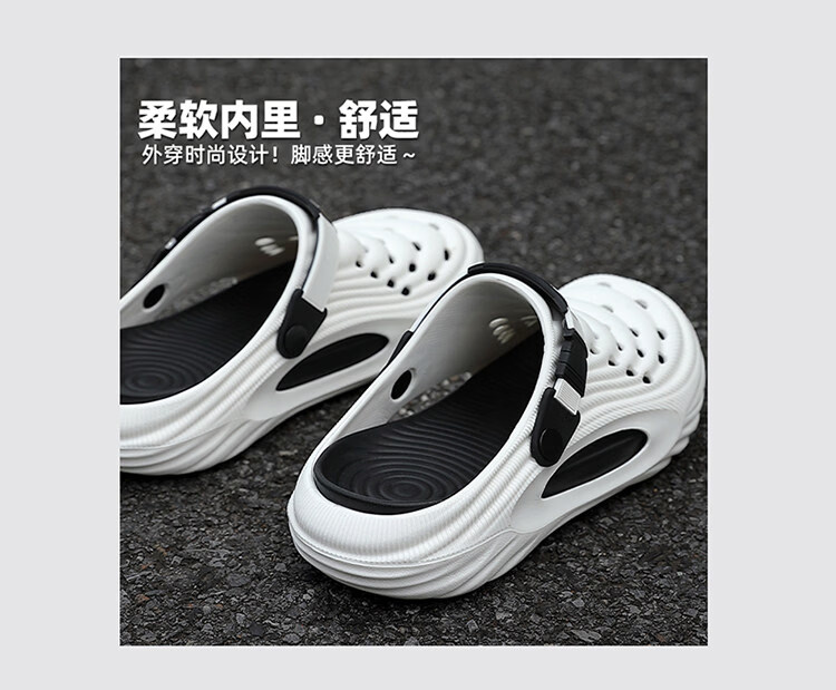 Genmai Men's Summer Outdoor Breathable Anti-Slip Thick-Soled Closed-Toe Clogs Black Size 40-41 16
