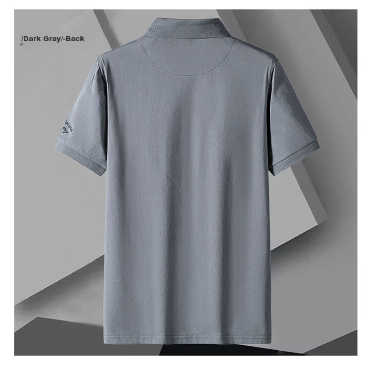 I'M DAVID Men's Summer Lightweight Breathable Polo Shirt Business Embroidered Short Sleeve T-Shirt Light Gray M 10