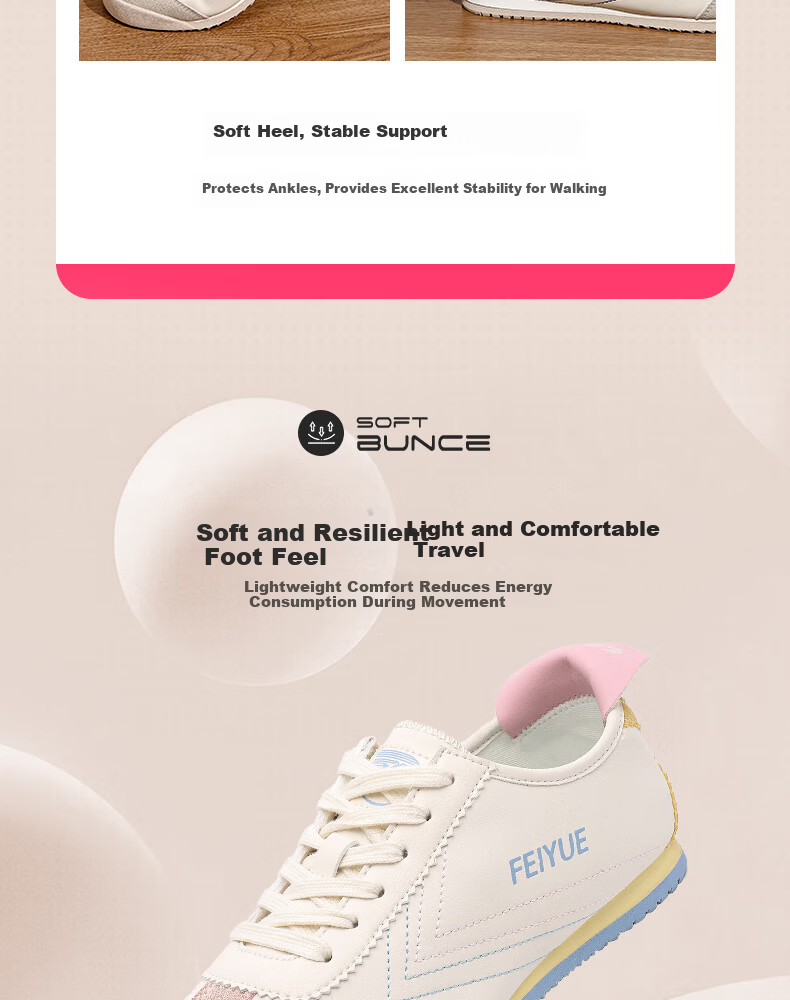Feiyue Official Women's Sneakers 2026 Spring New Casual Versatile White Shoes for Women Pink Blue Size 40 8